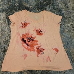St. John's Bay Peach Floral Casual Top XL
